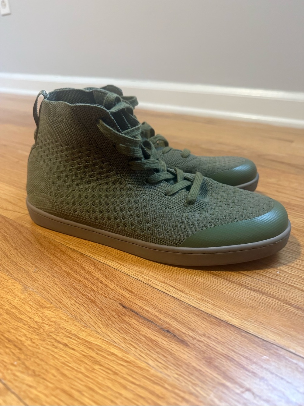 Suavs The Legacy Olive Green Knit High-Top Sneakers